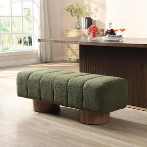 Christopher Knight Home Manila 50″ Chenille Fabric Dining Bench for 2 People, Upholstery Ottoman Bench, End of Bed Footstool, Living Room Sofa Extra Seat/Footrest, No Assembly Needed, Light Beige(Jungle Green)