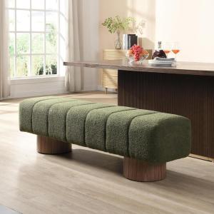 Christopher Knight Home Manila 64″ Boucle Dining Bench, Upholstered Ottoman Bench, Rectangular Dining Seat, Spacious Seating, Long Footstool for Living Room Dining Room, No Assembly Needed, Beige(Green)