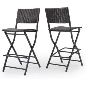 Christopher Knight Home Margarita Outdoor Wicker Barstools, 2-Pcs Set, Multibrown
