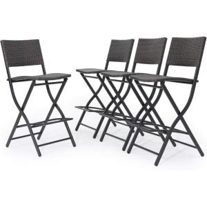 Christopher Knight Home Margarita Outdoor Wicker Barstools, 4-Pcs Set, Multibrown