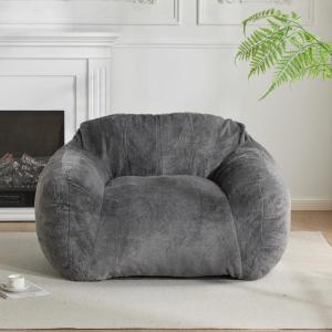 Christopher Knight Home Masew Bean Bag Chair, Faux Fur Bean Bag Chairs for Adults and Kids, Comfy Reading Chair, Lounge Sofa with Armrest, Memory Foam Bean Bag Chair for Living Room, Bedroom, Gray(Grey)