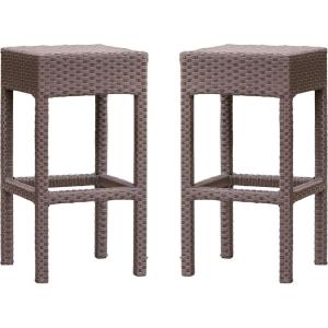 Christopher Knight Home Milton Outdoor Wicker Backless Bar Stools, 2-Pcs Set, Dark Brown