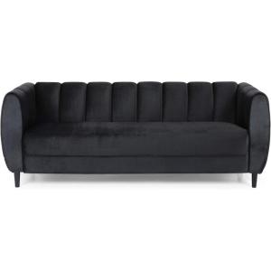 Christopher Knight Home Miranda Velvet 3 Seater Sofa, Black, Dark Brown(Black  Dark Brown)
