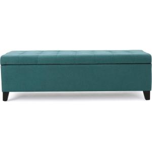 Christopher Knight Home Mission Fabric Storage Ottoman, Dark Teal Dimensions: 19.25”D x 50.75”W x 16.25”H(Dark Teal fabric)