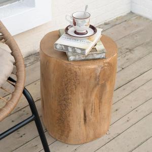 Christopher Knight Home Nelda Patio Lightweight Concrete Coffee Table, Indoor and Outdoor Table for Garden/Backyard/Poolside/Balcony, MGO Wood Stump Outdoor Side Table with No Assembly, Light Brown(Light Brown)