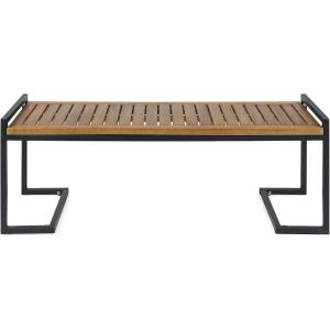 Christopher Knight Home Noel Outdoor Industrial Acacia Wood and Iron Bench, Teak Finish/Black Metal