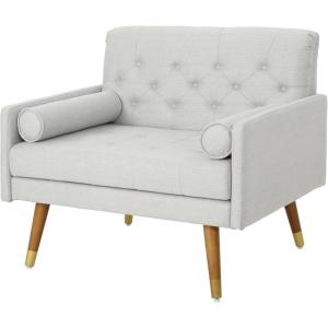 Christopher Knight Home Nour Fabric Mid-Century Modern Club Chair, Blue, Natural(Light Gray  Natural)