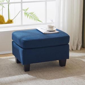 Christopher Knight Home Ottoman Foot Stool,Rectangular Fabric Upholstered Ottoman,Modern Side Table for Living Room Bedroom, Birch Wood Legs,Navy Blue(Navy Blue)