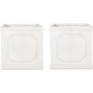 Christopher Knight Home Outdoor Lightweight Concrete Large Planters (Set of 2), Antique White