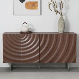 Christopher Knight Home Payton Modern Minimalist Wooden Storage Sideboard, Living Room Cupboard with Shelves, Dining Room/Kitchen Buffet Cabinet, Entryway Display Table, Home Office Credenza, Green(Brown)