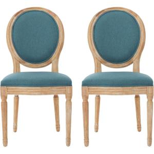 Christopher Knight Home Phinnaeus Polyester Beige Fabric Dining Chair (Set of 2), 2-Pcs Set(Dark Teal)
