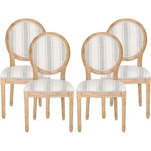Christopher Knight Home Phinnaeus Polyester Beige Fabric Dining Chair (Set of 2), 2-Pcs Set(Gray Stripes + Light Beige + Natural)