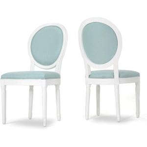 Christopher Knight Home Phinnaeus Polyester Beige Fabric Dining Chair (Set of 2), 2-Pcs Set(Light Blue)