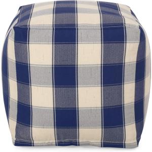 Christopher Knight Home Pouf, Ivory + Navy Blue