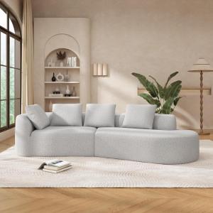 Christopher Knight Home Randa Upholstered Sectional Sofa for Living Room, 5-Seater Oversized Chair Cloud Couch, Fully Assembled Long Sofa Chaise Lounge, Charcoal Gray(White Gray)