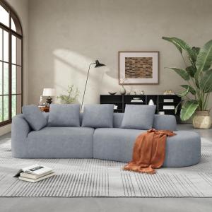 Christopher Knight Home Randa Upholstered Sectional Sofa for Living Room, 5-Seater Oversized Chair Cloud Couch, Fully Assembled Long Sofa Chaise Lounge, Charcoal Gray(Light Gray)
