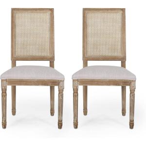 Christopher Knight Home Regina Dining Chair, Wood, Beige + Natural(Light Gray + Natural)