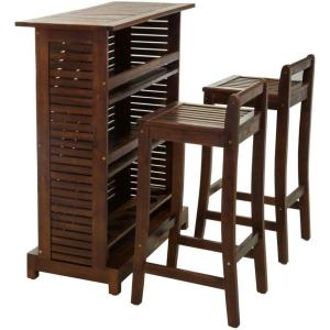 Christopher Knight Home Riviera Wood Bar Set, 3-Pcs Set, Rich Mahogany