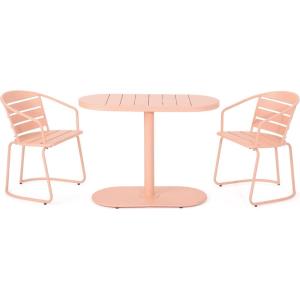Christopher Knight Home Santa Monica Outdoor Iron Bistro Set, Matte Coral
