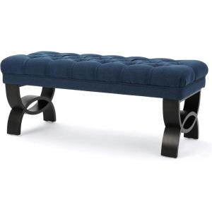 Christopher Knight Home Scarlett Fabric Ottoman Bench, Dark Blue 17.25”D x 41.00”W x 16.75”H