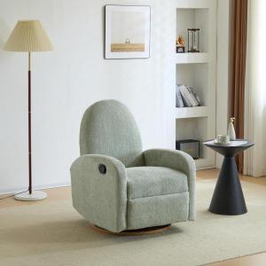 Christopher Knight Home Sidney Fabric Upholstered 360° Swivel Chair, Boucle Push-Back Recliner, Solid Wood Glider Recliner with Rotation, Living Room Single Lounge Sofa, Almond Beige(Greyish Green)