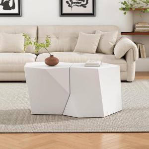 Christopher Knight Home Skyles Coffee Table Set of 2, Geometric Lightweight Concrete Patio End Table, Contemporary Home Decor, Flexible Indoor Outdoor Coffee Tables, No Assembly Required, White(White)