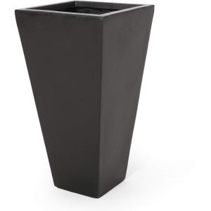Christopher Knight Home Spike Outdoor Modern Medium Cast Stone Planter, White(Black)