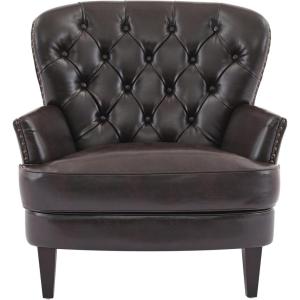 Christopher Knight Home Tafton Tufted Leather Club Chair, Brown 35D x 33.5W x 34.5H in