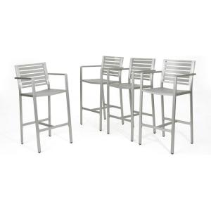 Christopher Knight Home Tammy Coral Outdoor Silver Rust-Proof Aluminum 29.50 Inch Barstools (Set of 4)