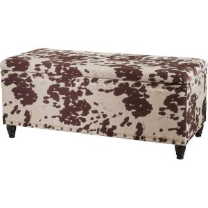 Christopher Knight Home Tatiana Velvet Storage Ottoman, Milk Cow / Dark Brown