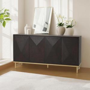 Christopher Knight Home Tensie Wooden Sideboard Cabinet, Large Sideboard Buffet Cabinet, Living Room Accent Storage Cabinet with Adjustable Shelves, Kitchen Cabinet Organizer for Coffee Bar, Brown(Dark Brown)