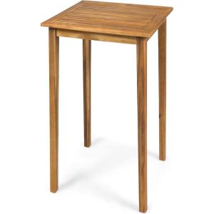 Christopher Knight Home Teresa Outdoor Minimalist Acacia Wood Square Bar Table Teak Finish