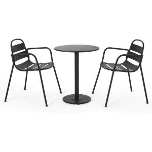 Christopher Knight Home Terra Outdoor Bistro Set, Matte Black(Matte Black)