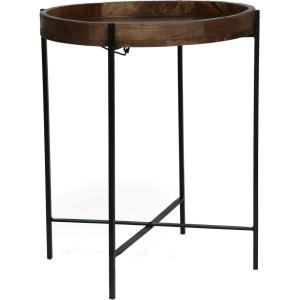 Christopher Knight Home Tift Handcrafted Folding Tray Top Table – Mango Wood and Iron – Natural/Black