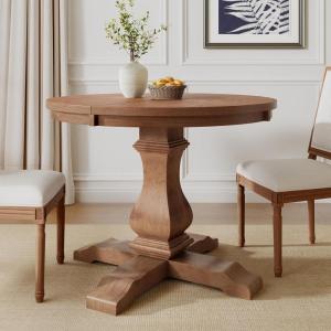 Christopher Knight Home Tokin Extendable Dining Room Table for 6, Wooden Round Expandable Kitchen Table, Vintage Oval Dining Table for Dining Room Kitchen, Walnut(Walnut)