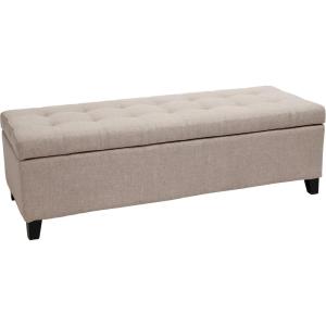 Christopher Knight Home Tufted Bonded Leather Ottoman Storage Bench, Brown, 51 by 19 by 16(Beige)