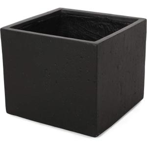 Christopher Knight Home Vanessa Outdoor Modern Large Cast Stone Square Planter, Black, 21.50 D x 21.50 W x 18.75 H