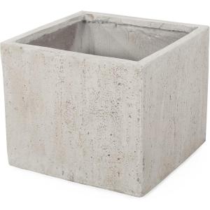 Christopher Knight Home Vanessa Outdoor Modern Large Cast Stone Square Planter, White, 21.50 D x 21.50 W x 18.75 H(White)