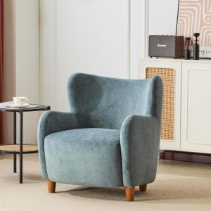 Christopher Knight Home Wingback Accent Chair, Fabric Club Chair, Upholstered Armchair, Curved Backrest Single Sofa, Soft Cushion Seating, Lounge Seat for Living Room Reading Home Rest, Off White(Dusty Blue)