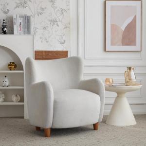 Christopher Knight Home Wingback Accent Chair, Fabric Club Chair, Upholstered Armchair, Curved Backrest Single Sofa, Soft Cushion Seating, Lounge Seat for Living Room Reading Home Rest, Off White(Off White)