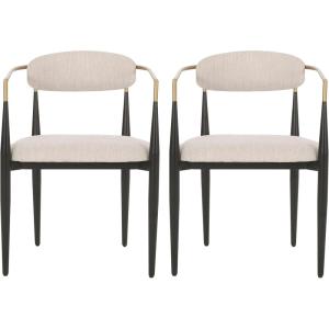 Elmore Upholstered Dining Chairs – Iron – Beige/Black/Gold (Set of 2)(Beige + Black + Gold)