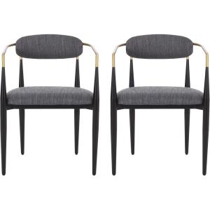 Elmore Upholstered Dining Chairs – Iron – Beige/Black/Gold (Set of 2)(Charcoal + Black + Gold)