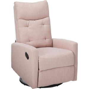 Great Deal Furniture Christopher Knight Home Ishtar Glider Swivel Push Back Nursery Recliner, 35.75D x 25W x 39H in, Beige, Black(Light Blush  Black)
