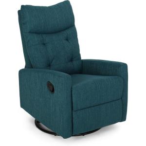 Great Deal Furniture Christopher Knight Home Ishtar Glider Swivel Push Back Nursery Recliner, 35.75D x 25W x 39H in, Beige, Black(Teal  Black)
