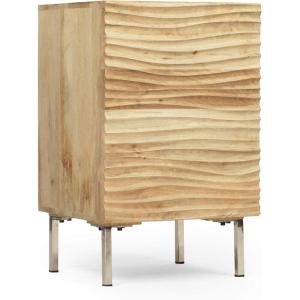 Great Deal Furniture Lesley Modern Mango Wood and Iron Side Table, Natural and Black