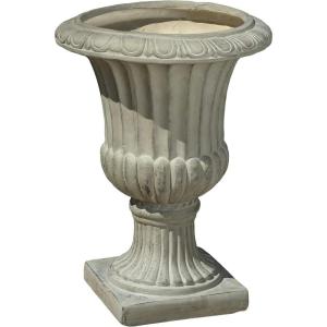 Great Deal Furniture Outdoor/Indoor Antique Green Stone Finish Planter/Urn, 26″(Antique Green)