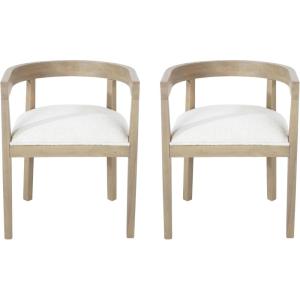 Ladieu Tub Dining Chairs – Fabric and Wood – Light Ash/Beige (Set of 2)(Light Ash + Almond)