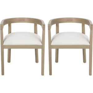 Ladieu Tub Dining Chairs – Fabric and Wood – Light Ash/Beige (Set of 2)(Light Ash + Beige)