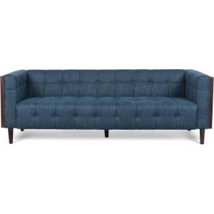 McLarnan Tufted 3 Seater Sofa – Beige/Brown(Navy Blue + Brown)