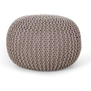 Nahunta Knitted Round Pouf – Cotton – Navy(Brown)